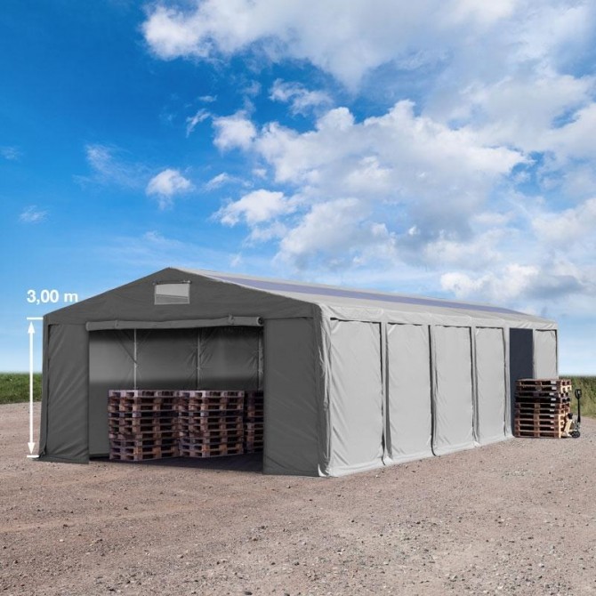 Skladiščni šotor 8mx10m - 3,6m str.višine (vrata na zadrgo,na dvig,drsna vrata) PVC 850 siv | brez statike PROFESSIONAL ***** Skladiščni šotor 8mx10m - 3,6m str.višine (vrata na zadrgo,na dvig,drsna vrata) PVC 850 siv | brez statike PROFESSIONAL *****