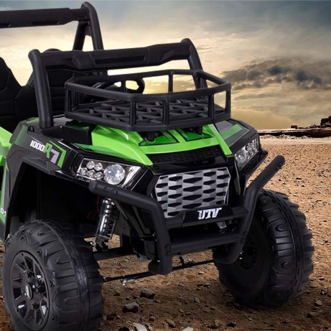 Otroški električni avtomobil Jeep Explorer z 2 sedeži UTV in prtljažnikom na daljinsko upravljanje, 4 x amortizerji